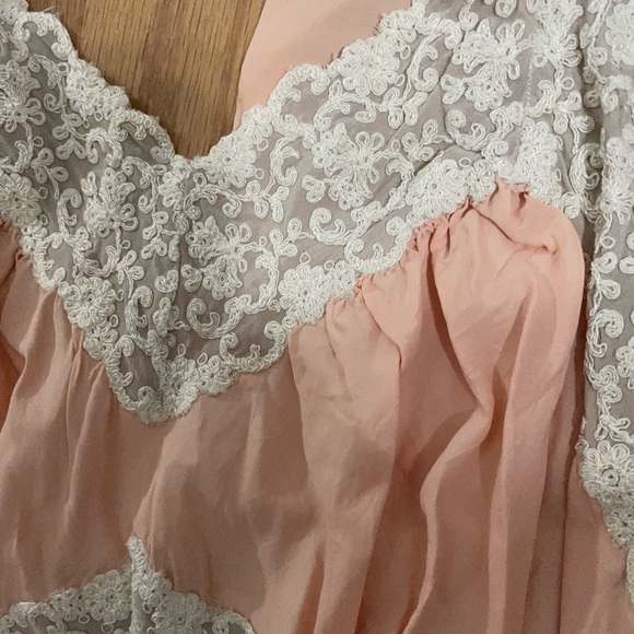 1920s Peach Crinkled Silk Pyjamas/Pajamas/Nightgown - Picture 5 of 9